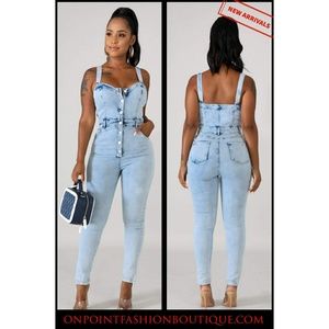 Washed Denim Jumpsuit
